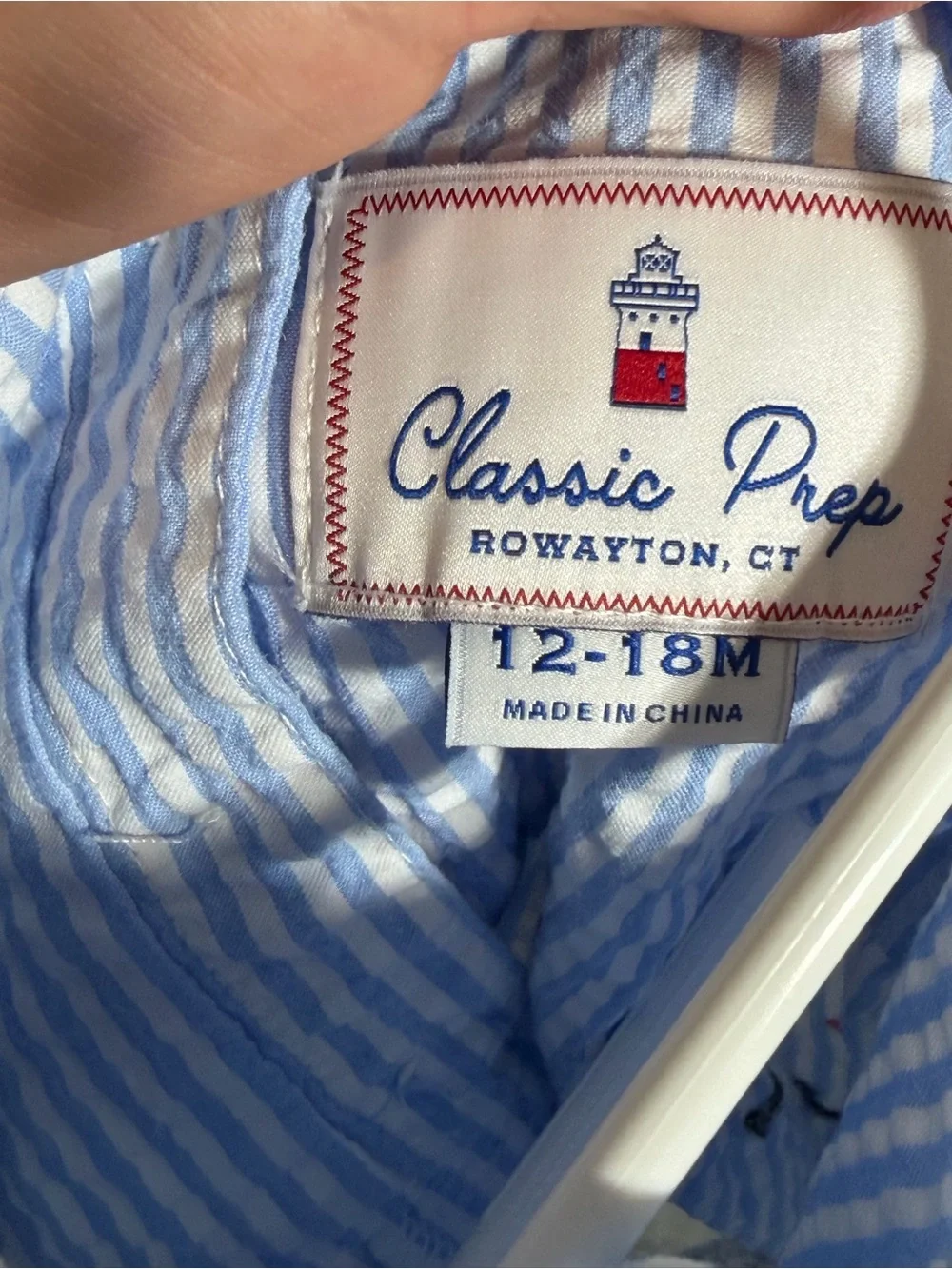 Classic Prep Children’s Wear Sailboat Seersucker Bubble Romper 12-18M